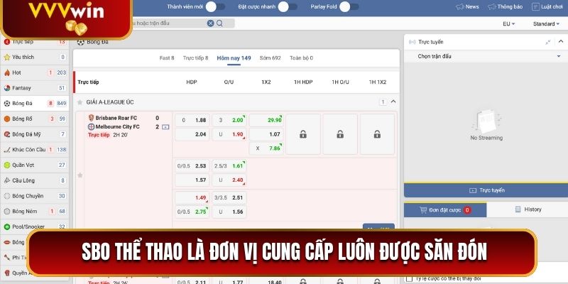 SBO thể thao là đơn vị cung cấp luôn được săn đón